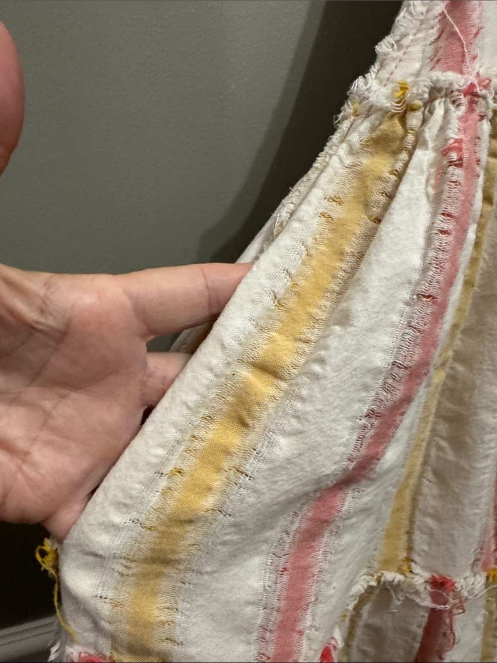 Free People Cream Dress with Pink & Yellow Stripes M Do it again mini boho - Picture 5 of 15